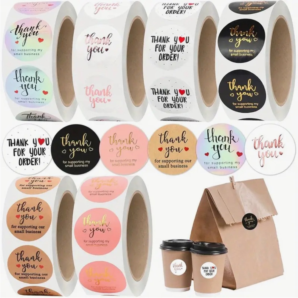 Set of 500 1 Inch Thank You Stickers